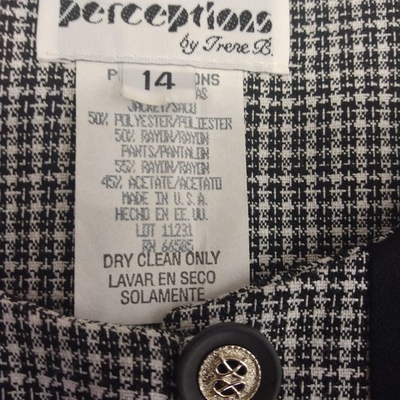 Size 14 2pc Pants/Suit Set Black & White by Perceptions by Irene B - Picture 6 of 13